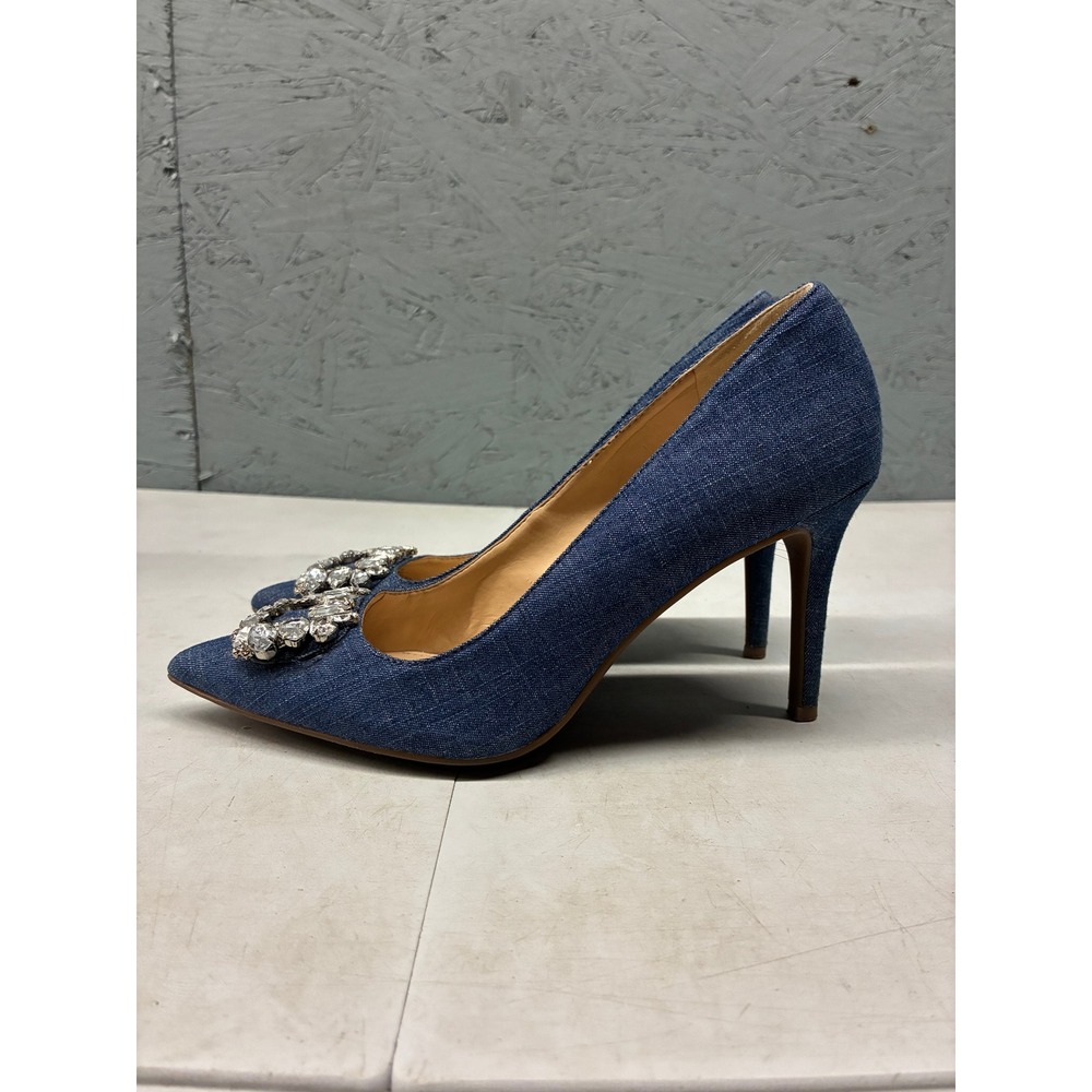 Jessica Simpson Womens Size 7M Denim Rhinestone Crystal Pointed Pump Heels Blue - Picture 8 of 13